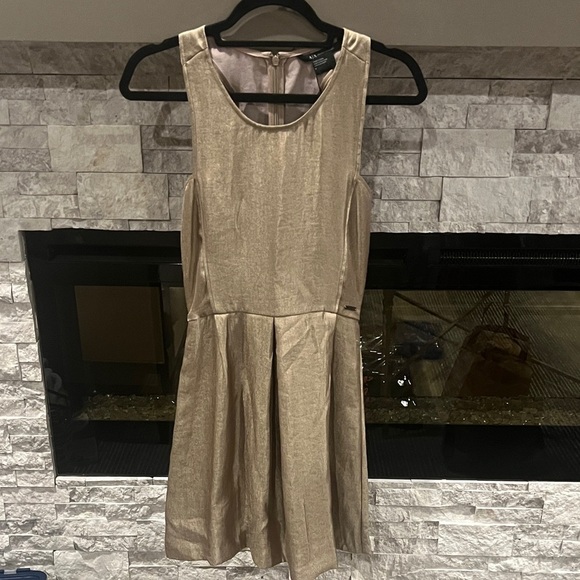 NWT Armani Exchange Metallic Gold Mini Dress - Picture 1 of 11